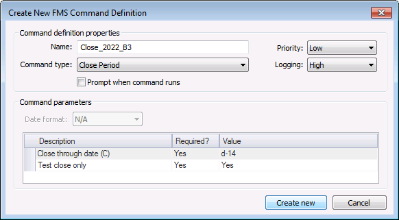 Create New FMS Command Definition